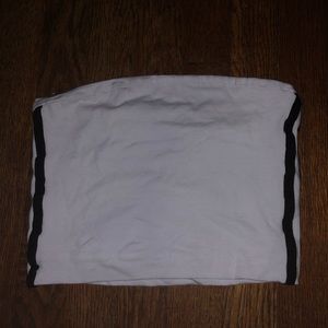 white tube top with black stripes on the side!